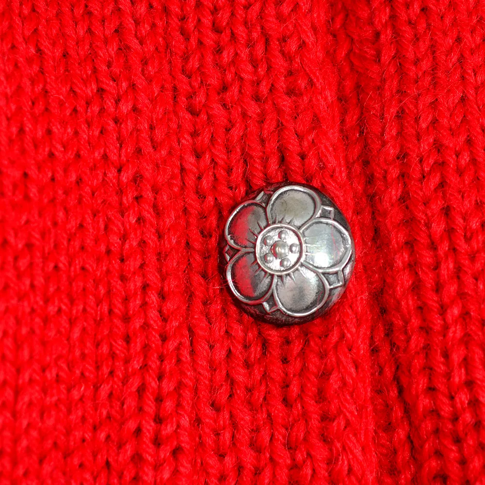 1960s Scandinavian Red Wool Cardigan Sweater Size Medium