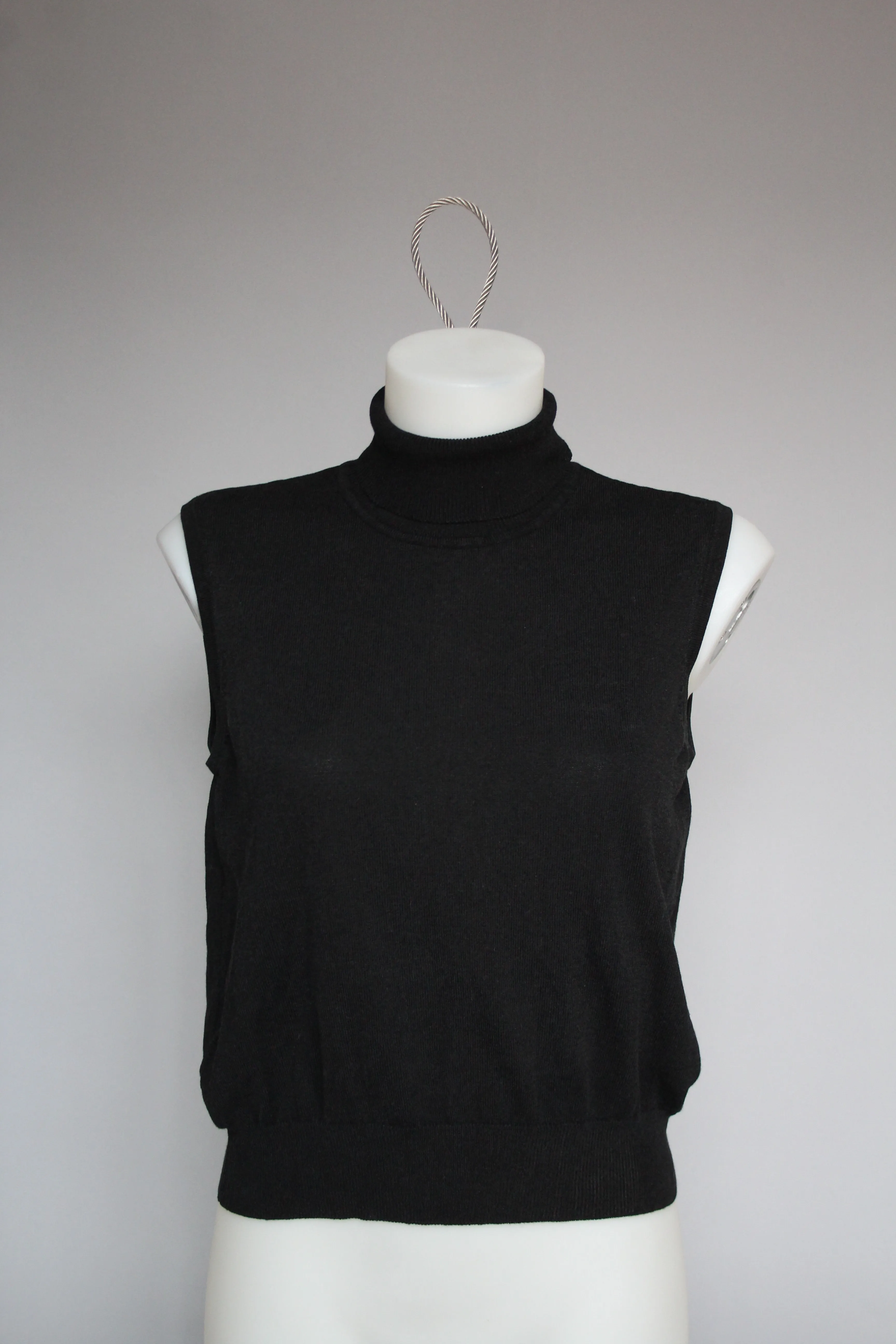90s Black Sleeveless Turtleneck - M