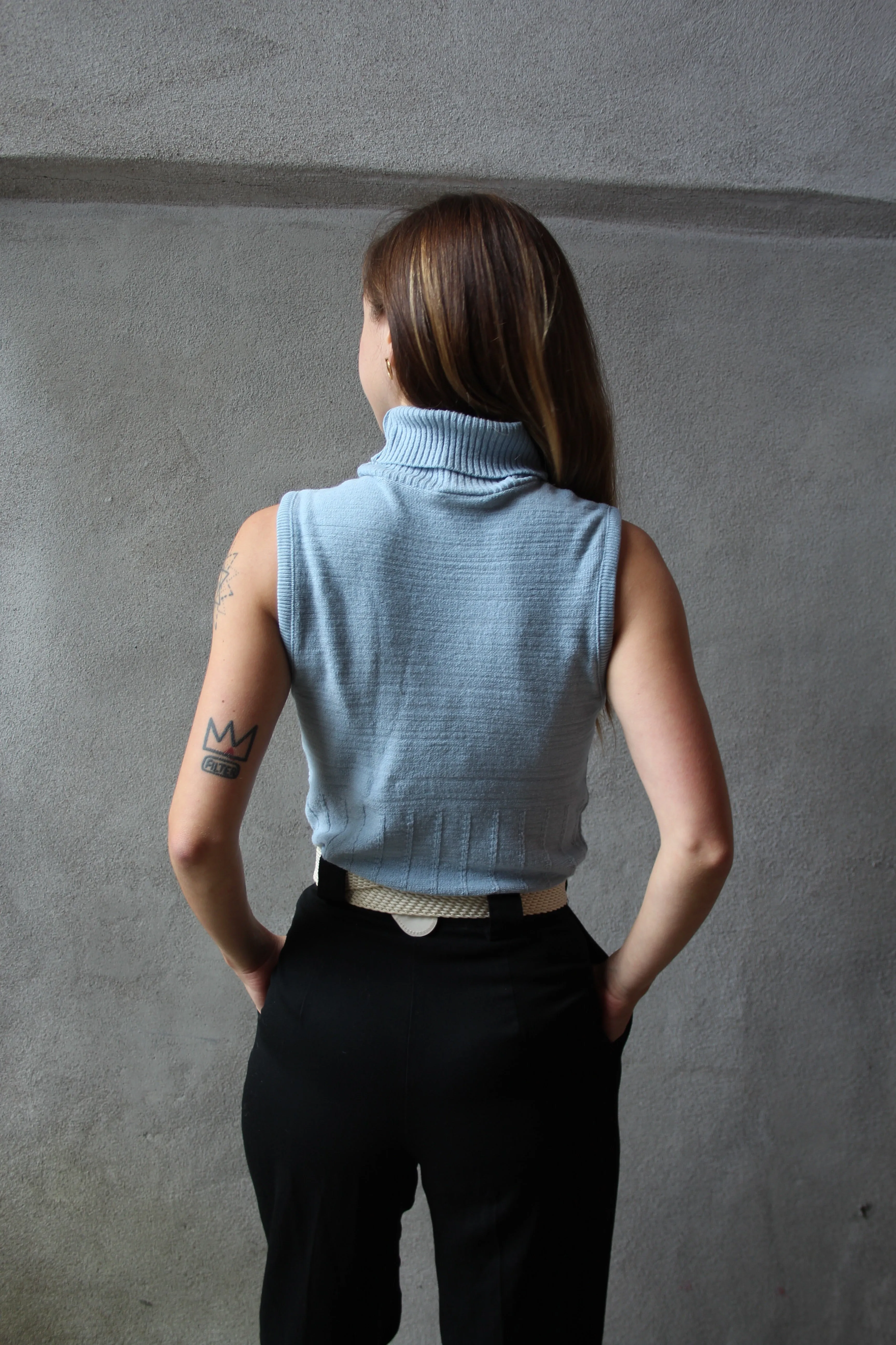 90s Dynamite Ice Blue Turtleneck - M