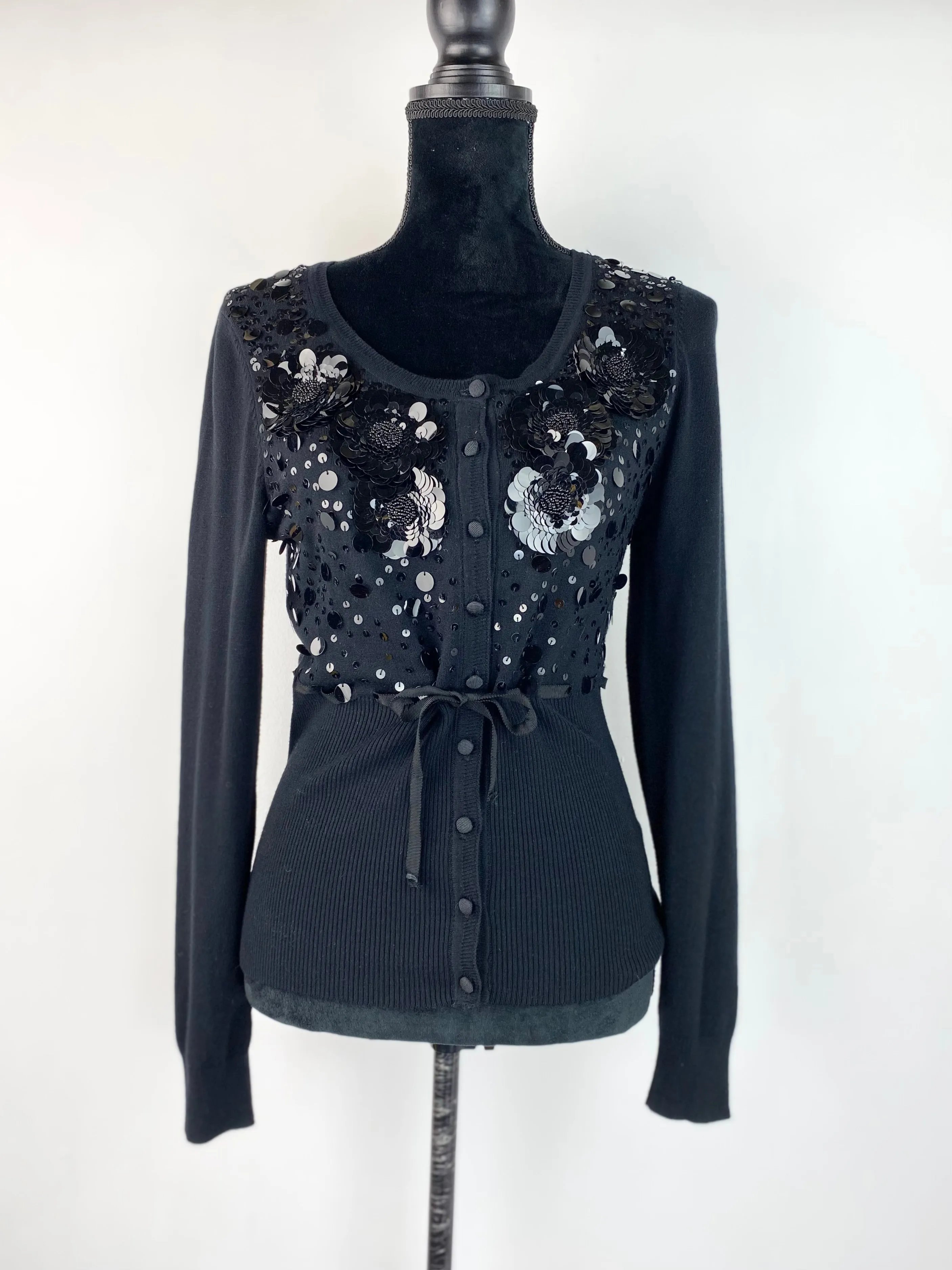 Alannah Hill Black Rockabilly Sequin Embroidered Cardigan - AU 10