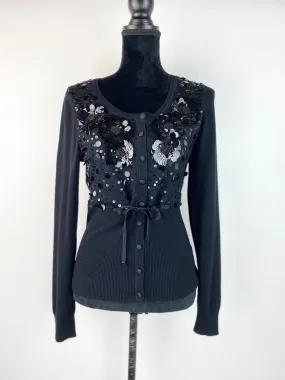 Alannah Hill Black Rockabilly Sequin Embroidered Cardigan - AU 10