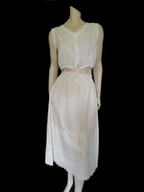 Antique White Cotton Petticoat, Boho Skirt - S