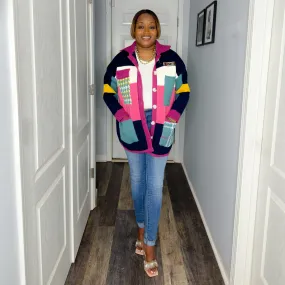'Asa' Multi Print Cardigan | Blue