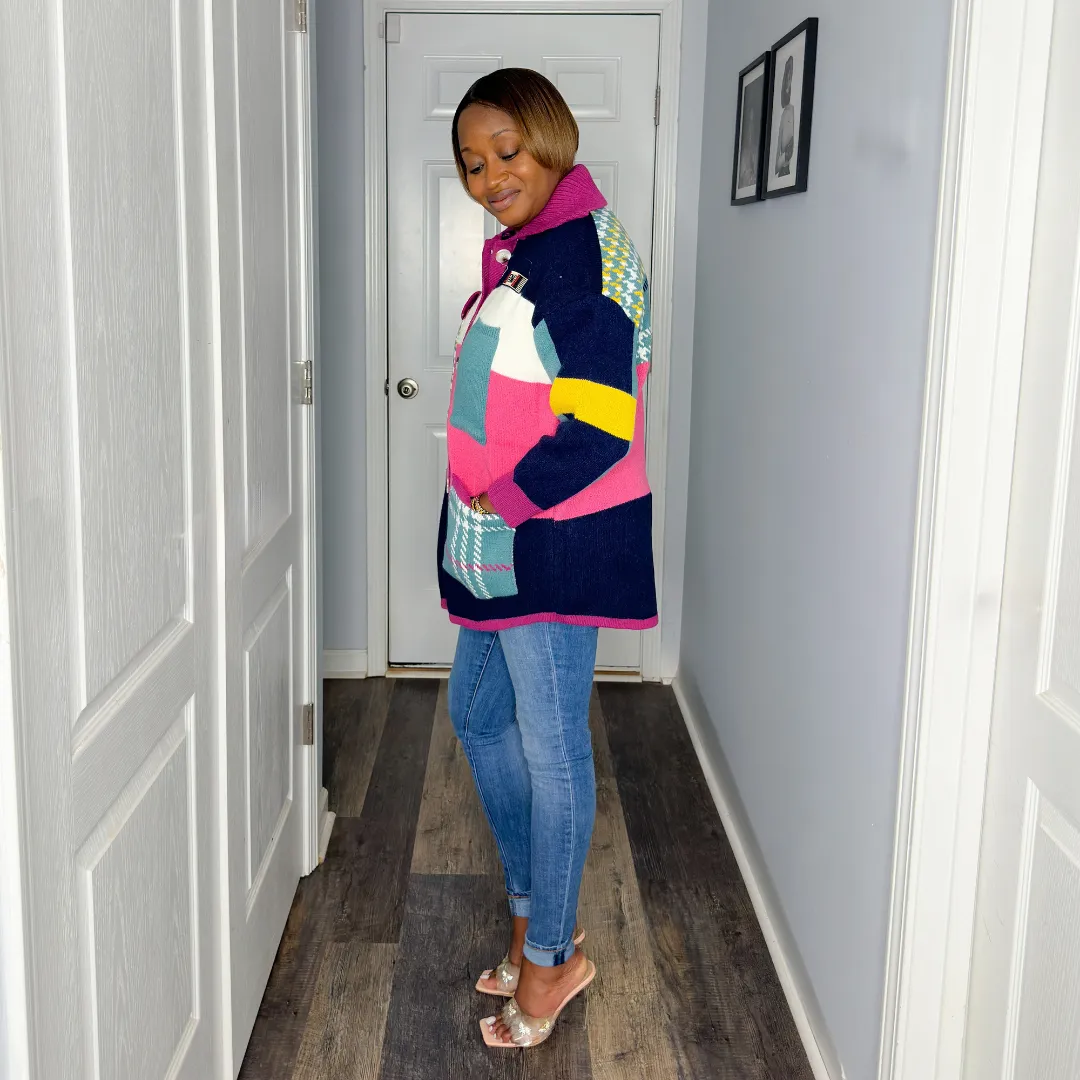 'Asa' Multi Print Cardigan | Blue