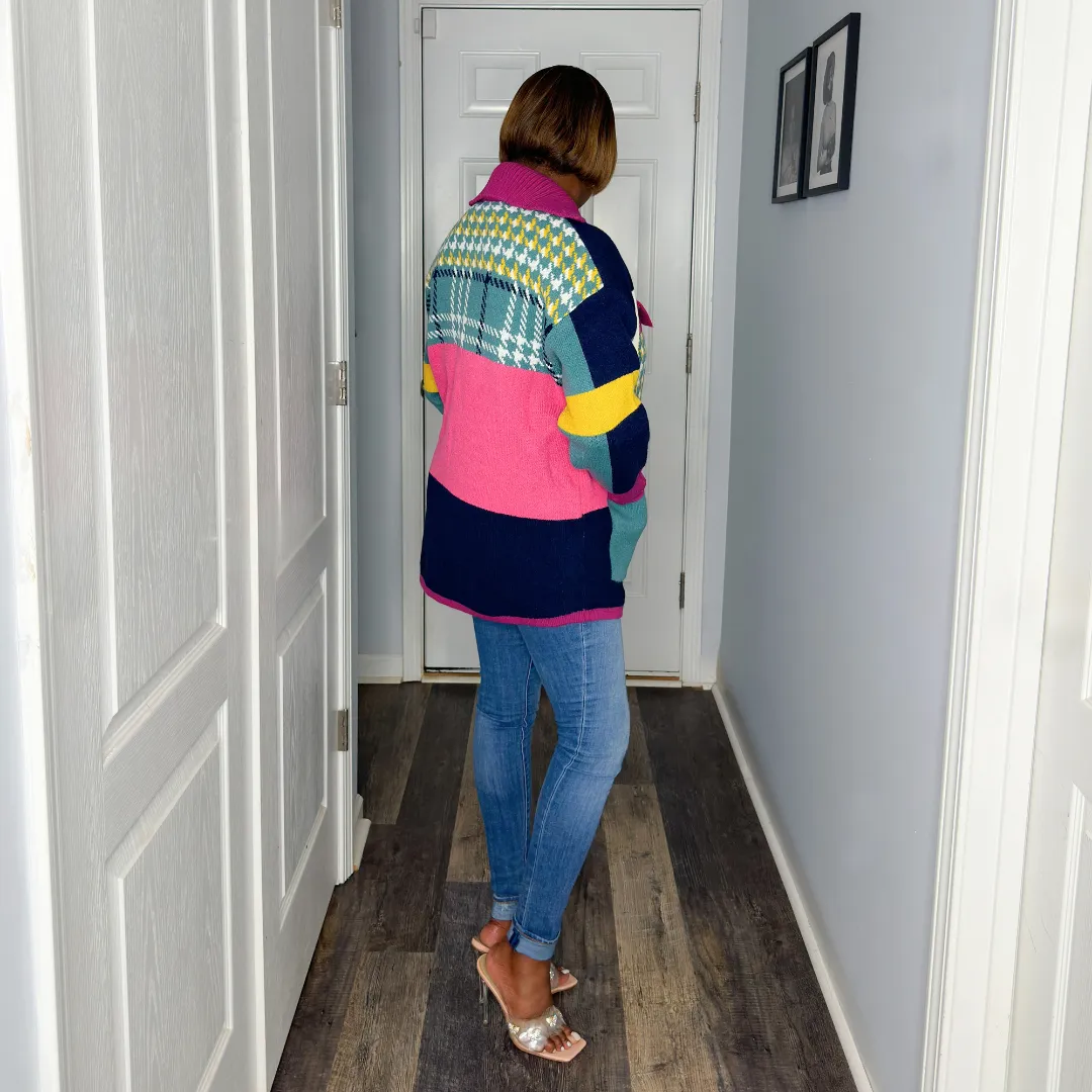 'Asa' Multi Print Cardigan | Blue