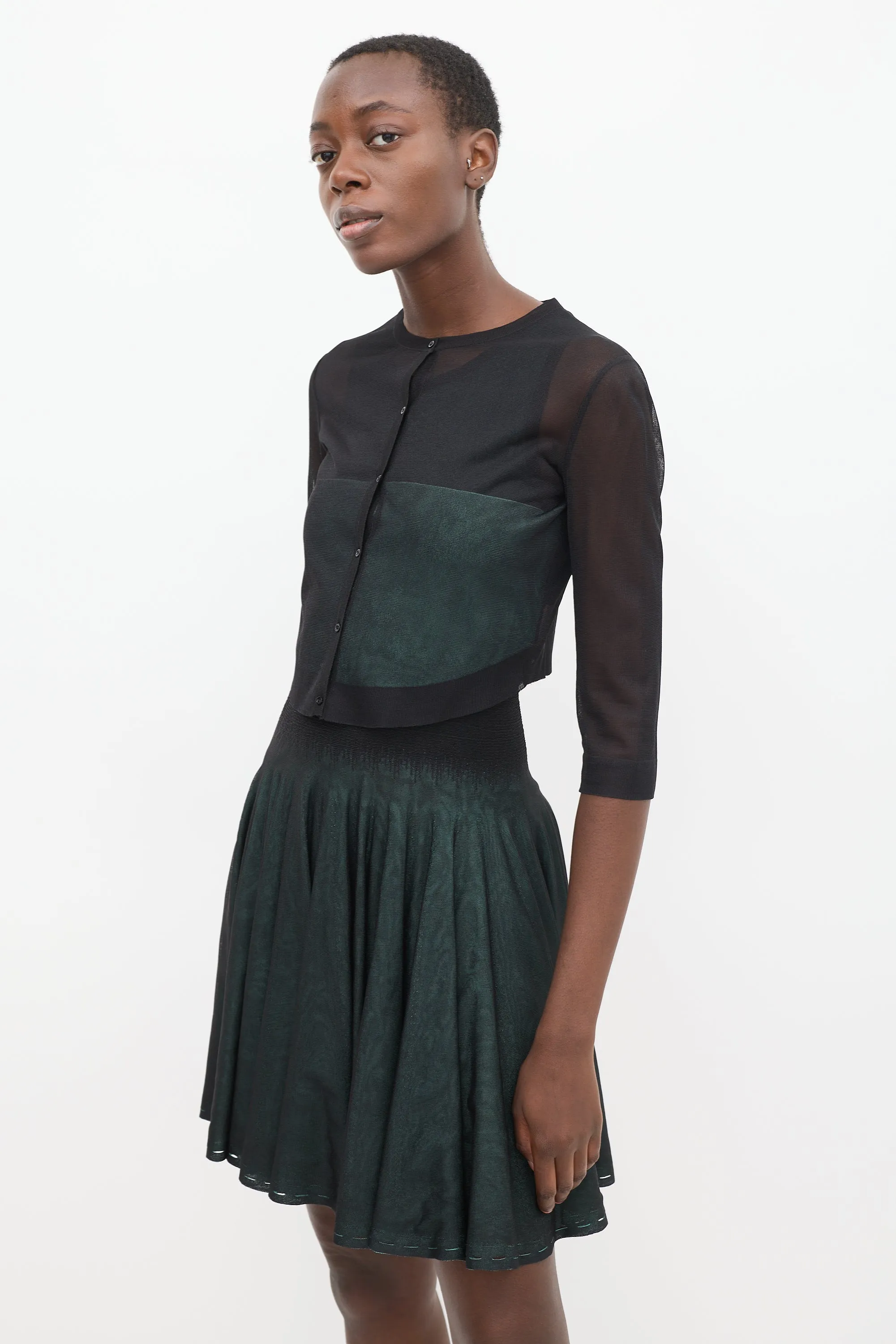 Black & Green Sheer Overlay Co-Ord Set