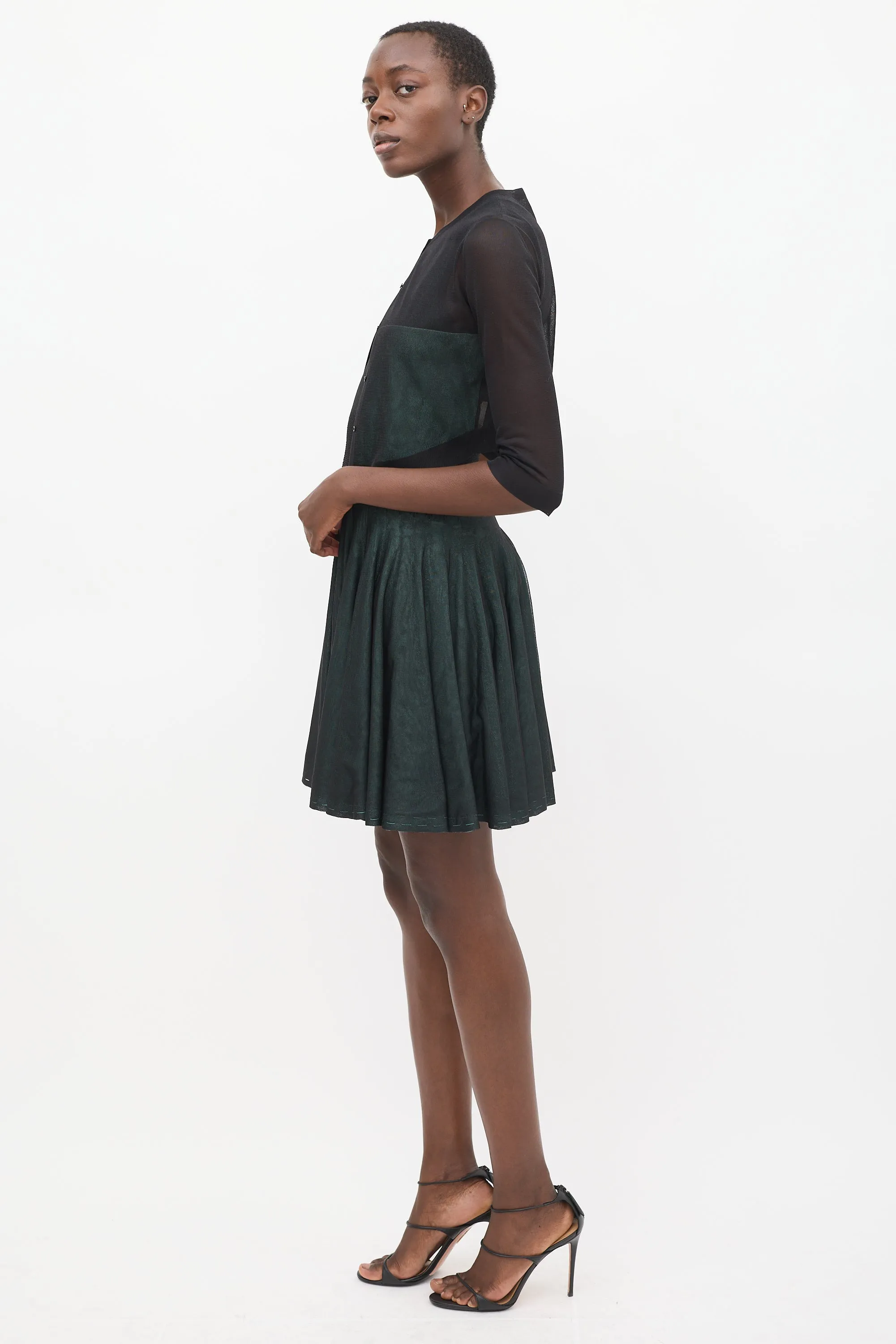 Black & Green Sheer Overlay Co-Ord Set