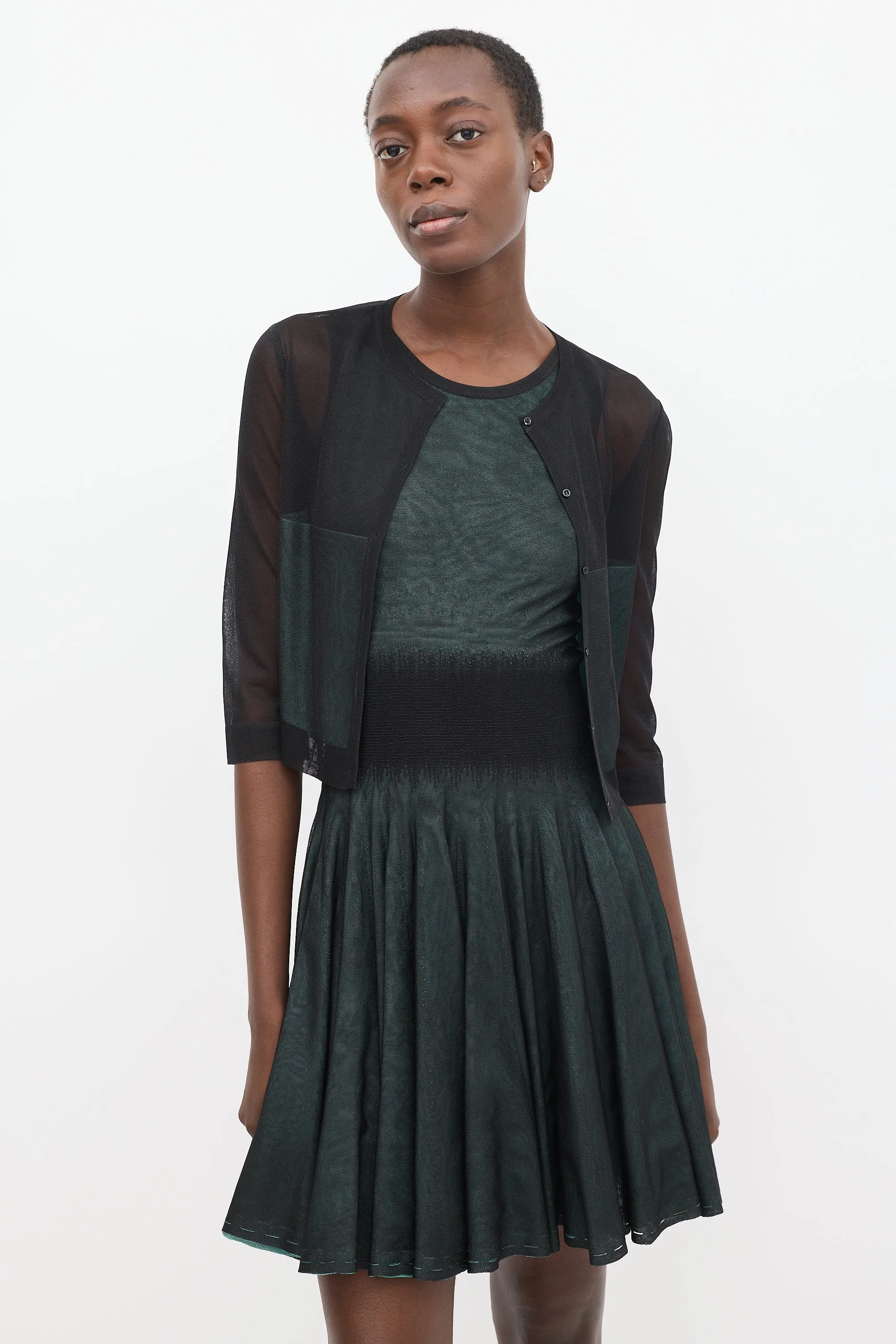 Black & Green Sheer Overlay Co-Ord Set