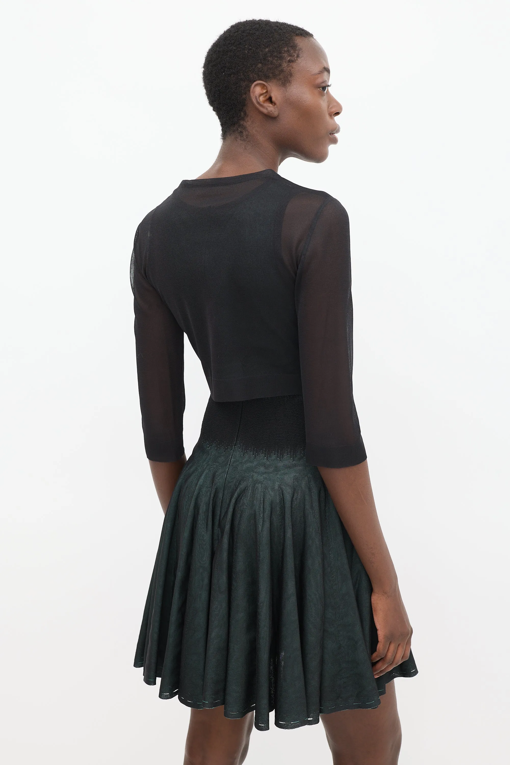 Black & Green Sheer Overlay Co-Ord Set