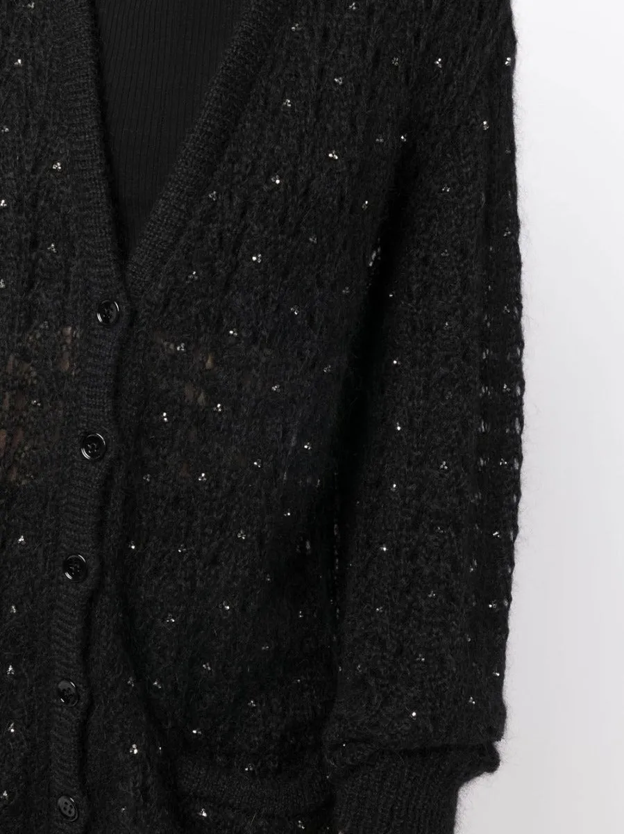 Black Swarovski-Embellished Cardigan