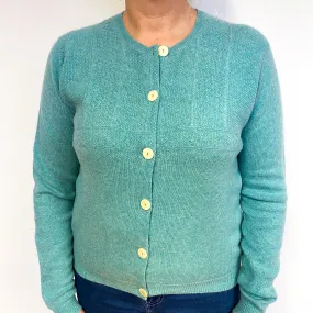 Brora Deep Mint Green Cashmere Crew Neck Cardigan Large