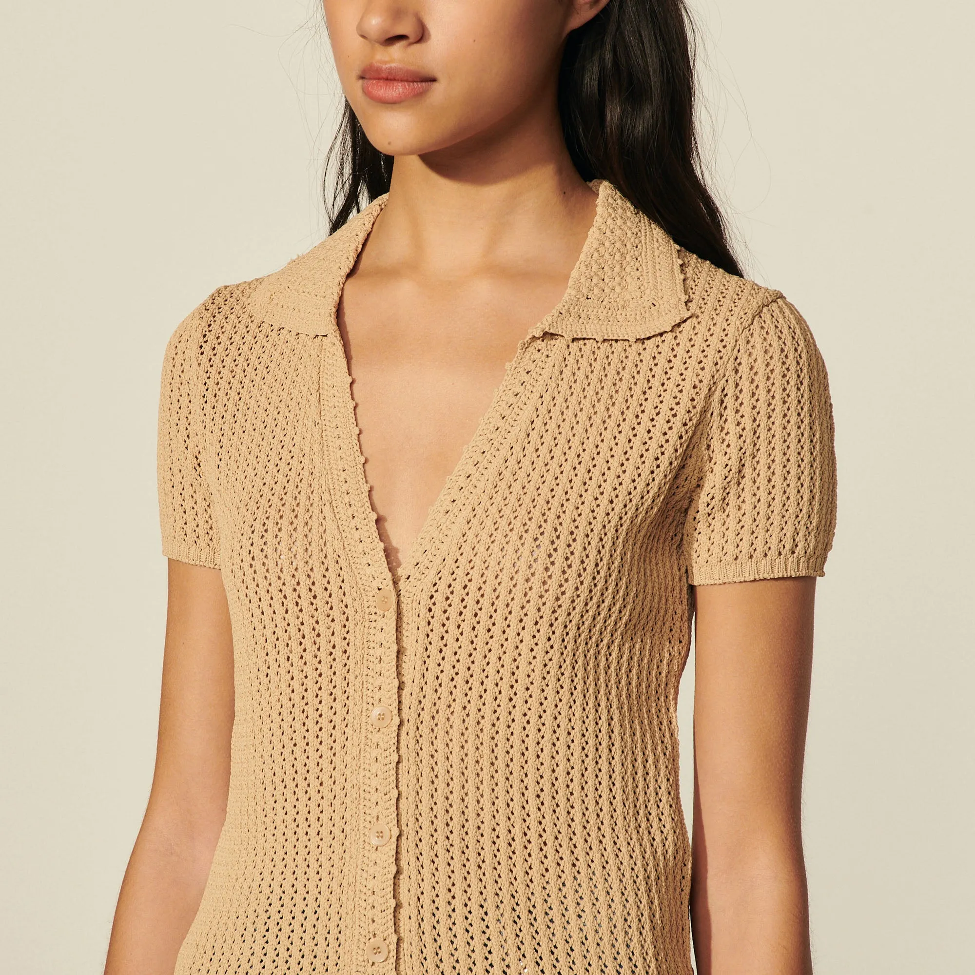 Cardigan en crochet esprit chemise