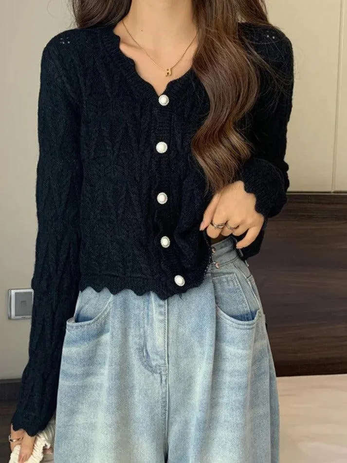 Cardigan en tricot à col en V et découpes