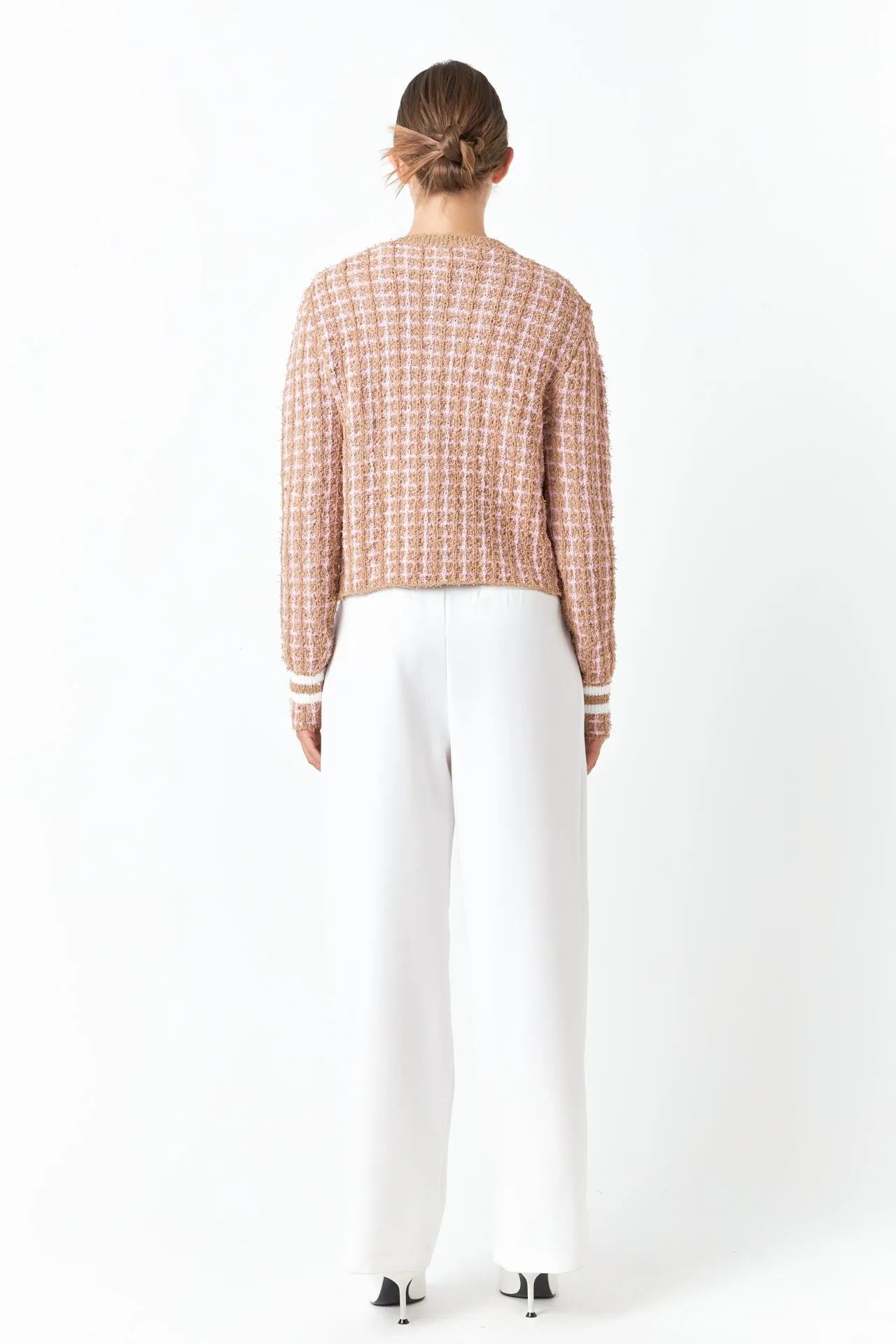 Check Sweater Cardigan