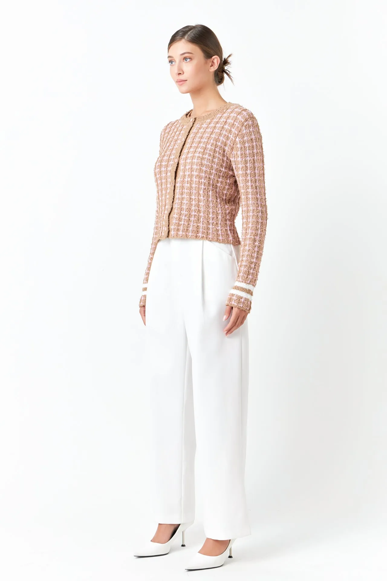 Check Sweater Cardigan