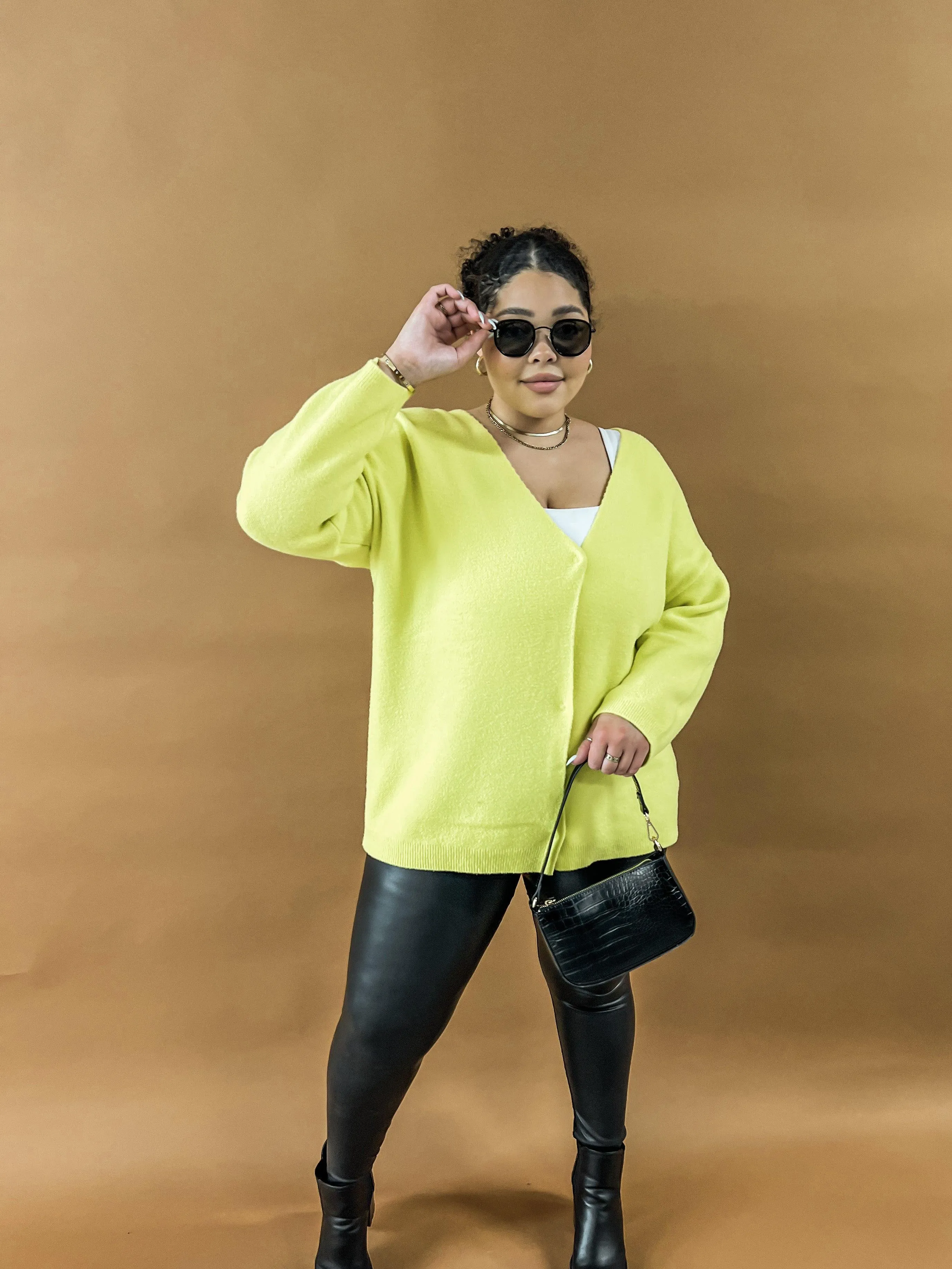 City Girl Neon Oversized Longline Cardigan