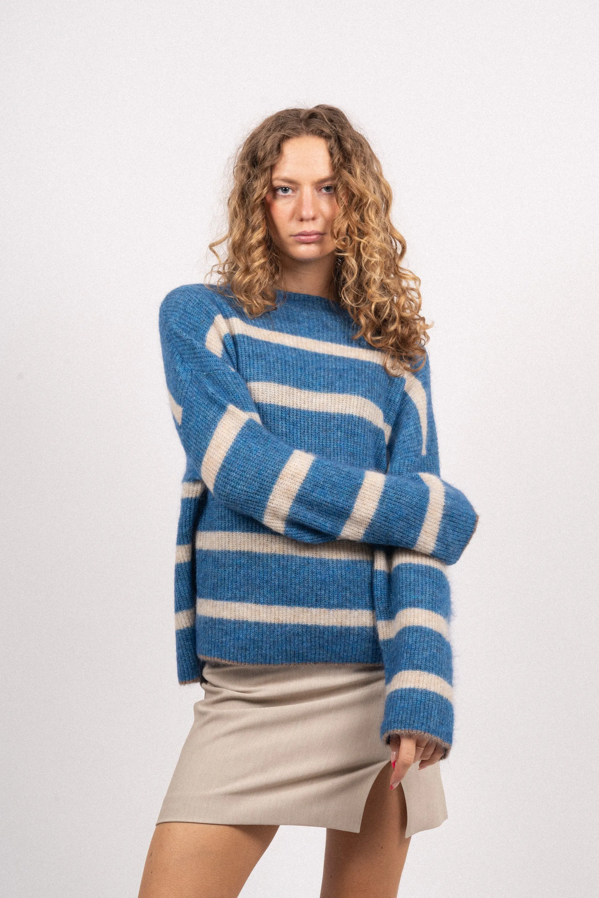 Cozycc Stripe Turtleneck - New Blue
