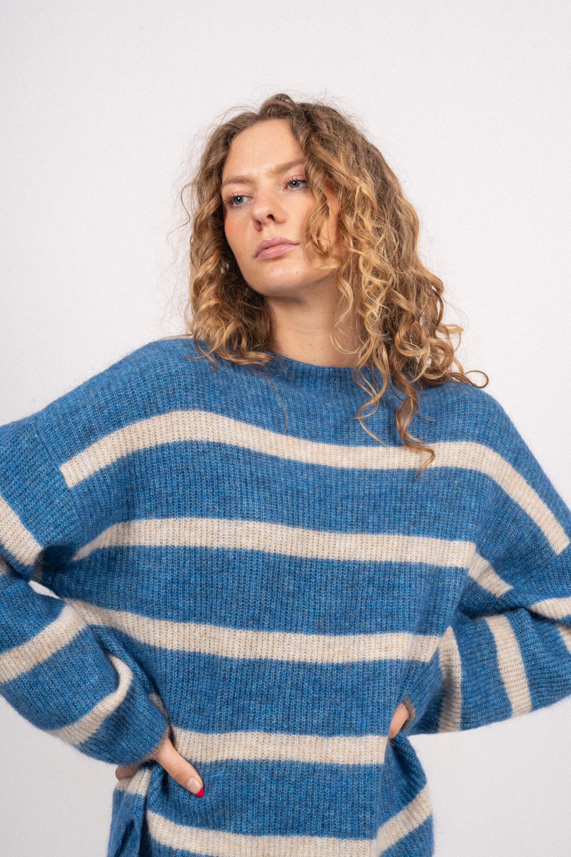 Cozycc Stripe Turtleneck - New Blue