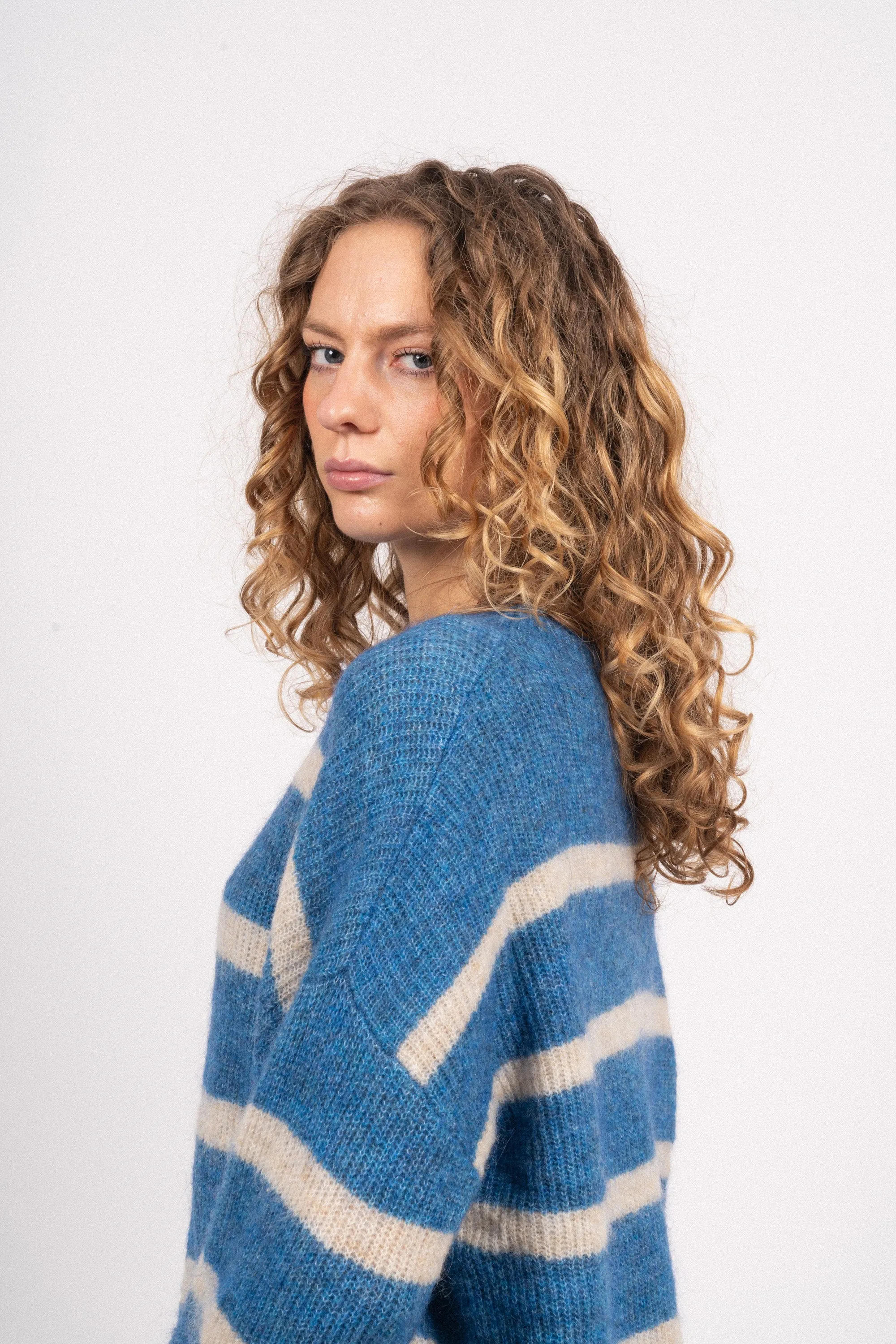 Cozycc Stripe Turtleneck - New Blue