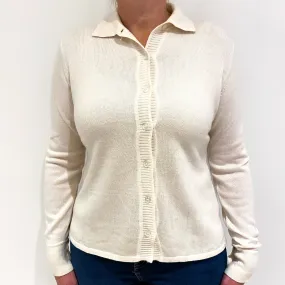 Cream Cashmere Collared Cardigan Large