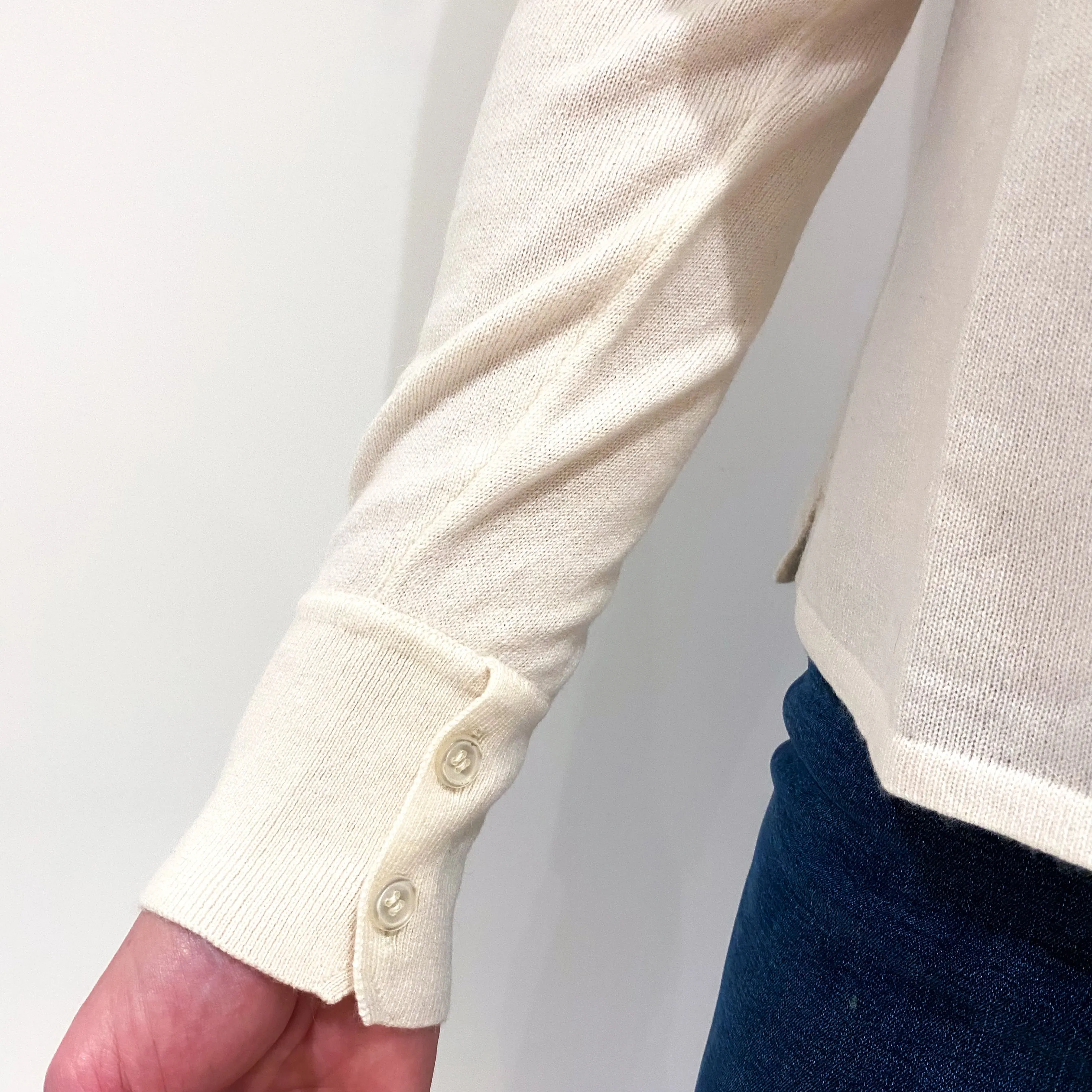 Cream Cashmere Collared Cardigan Large