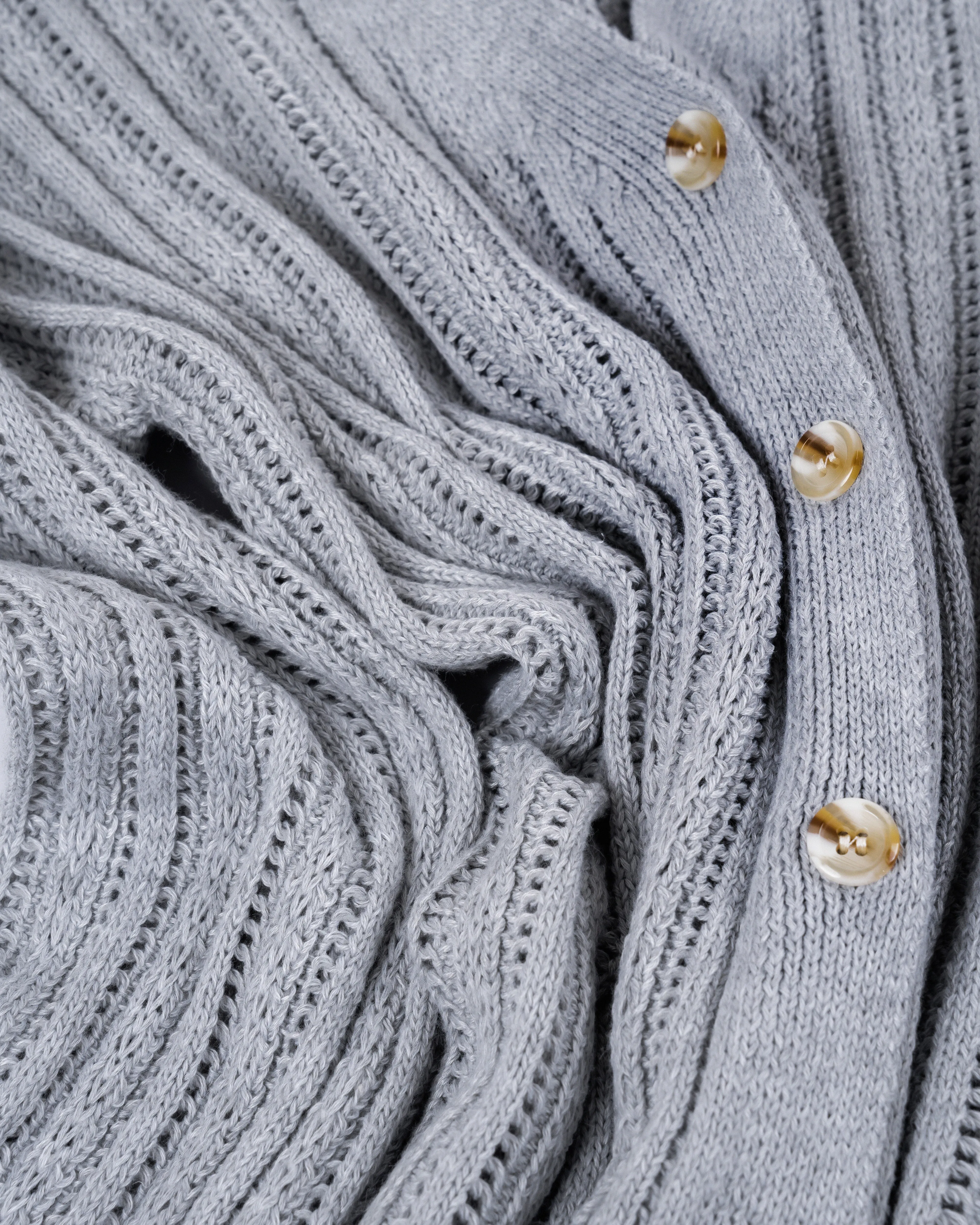 Eco Hollow Knit Cardigan (Light Grey)
