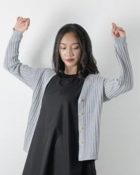 Eco Hollow Knit Cardigan (Light Grey)