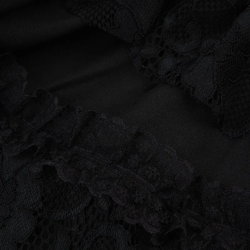 Gothic Lace Academia Zipper Mini Skirt