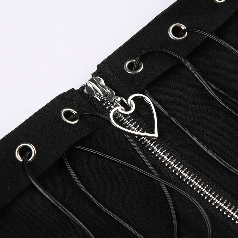 Gothic Lace Academia Zipper Mini Skirt
