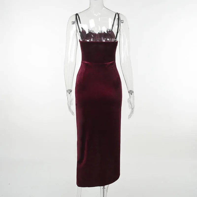 HBO3084 Velvet Wrapped Maxi Dress