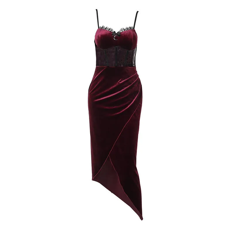 HBO3084 Velvet Wrapped Maxi Dress