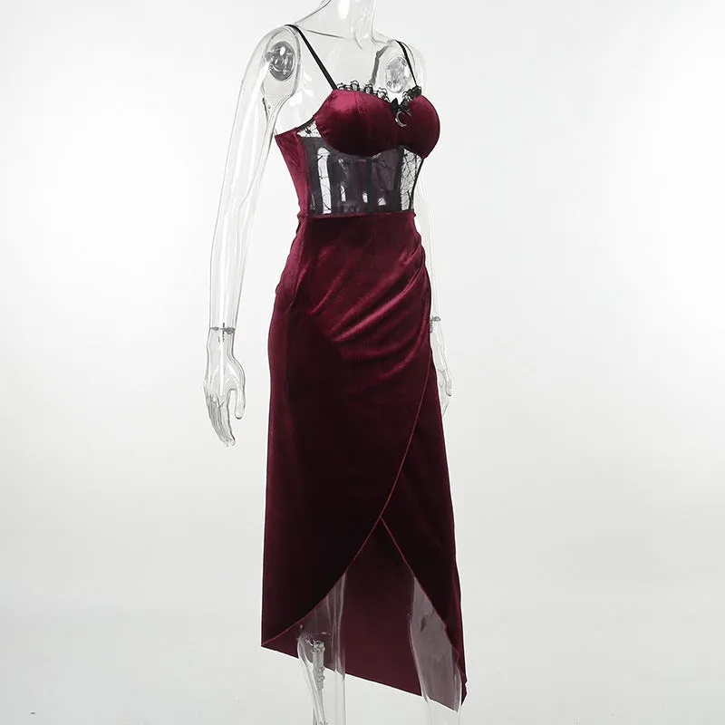 HBO3084 Velvet Wrapped Maxi Dress