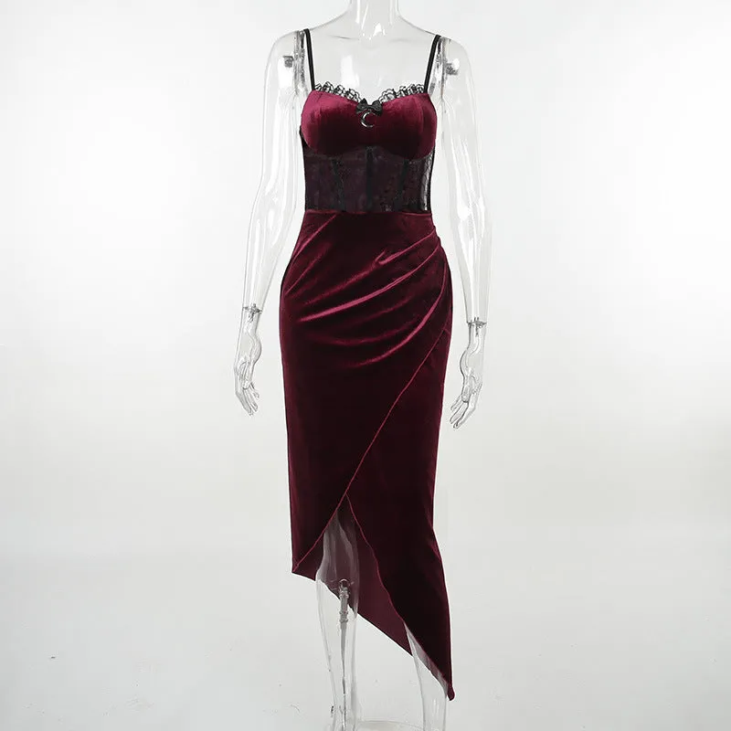 HBO3084 Velvet Wrapped Maxi Dress