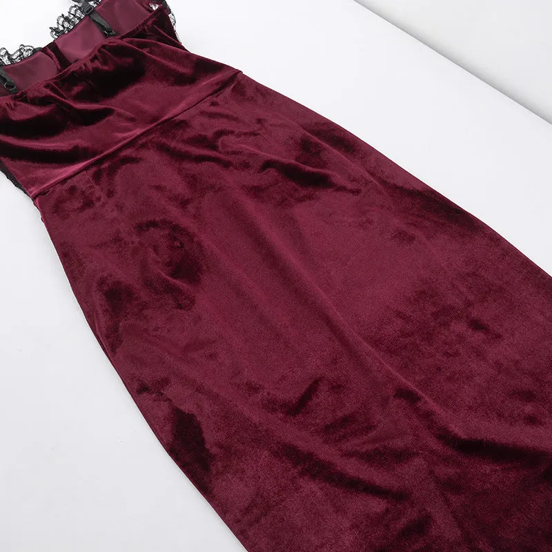 HBO3084 Velvet Wrapped Maxi Dress