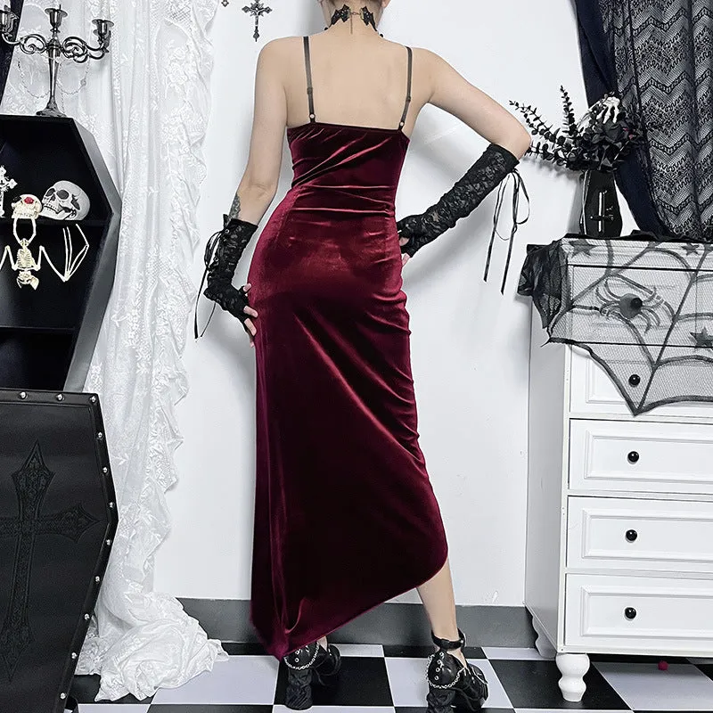 HBO3084 Velvet Wrapped Maxi Dress