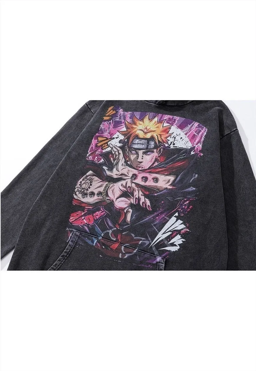 Hoodie anime print pullover Japanese cartoon jumper