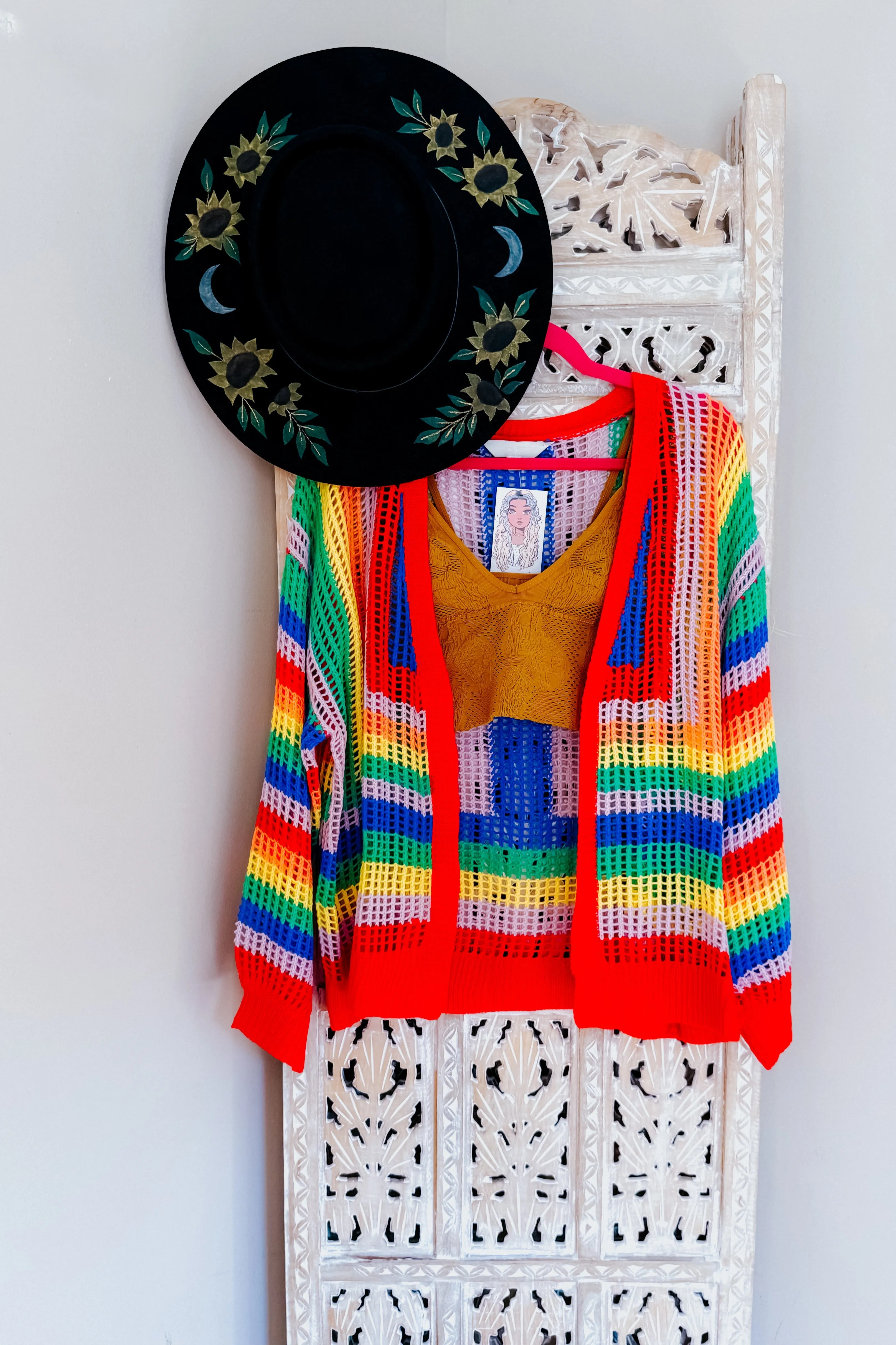 In Love Rainbow Crochet Striped Spring Cardigan