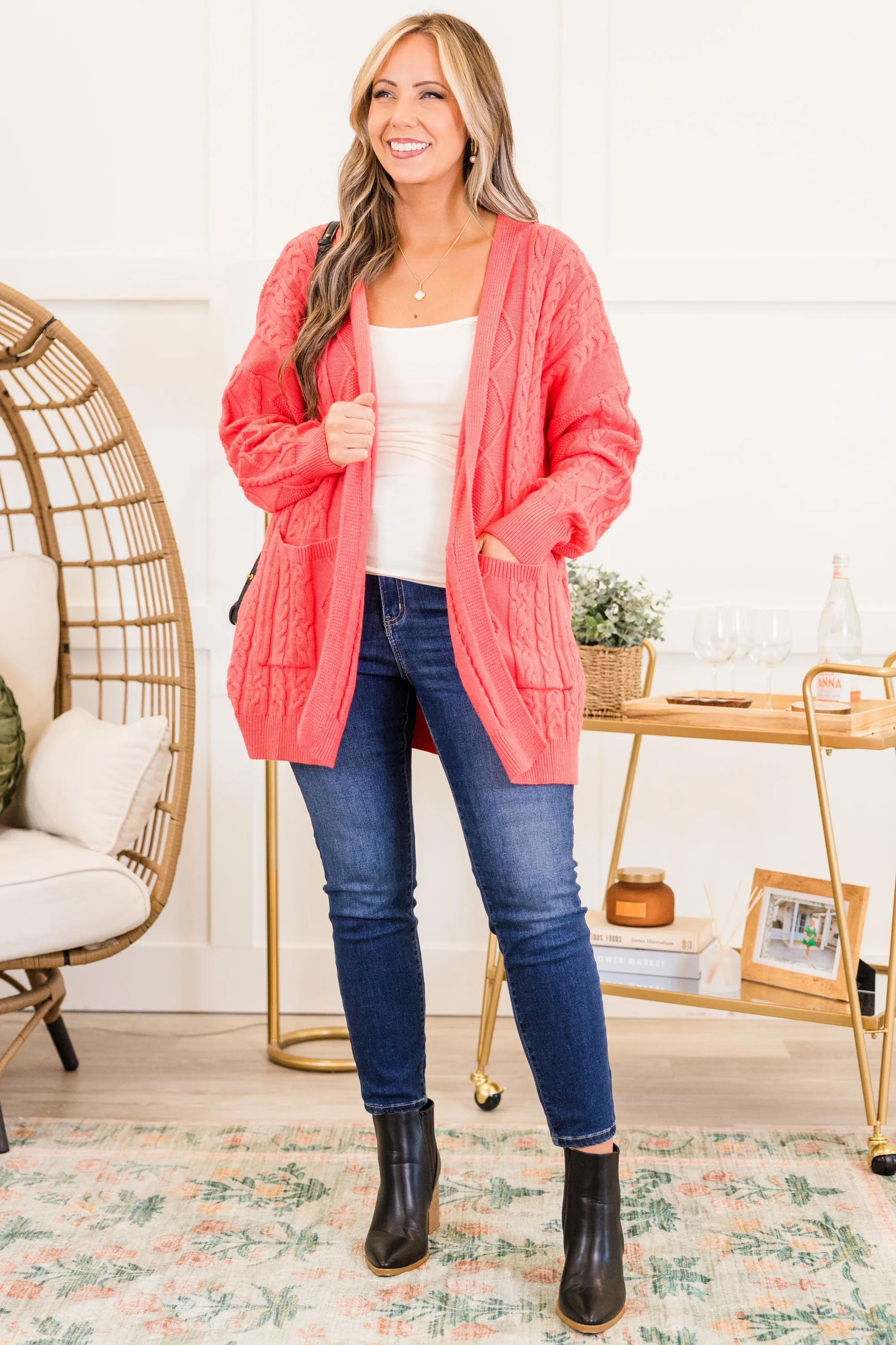 Into The Clouds Cardigan, Coral