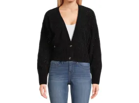 Juniors Button Front Cardigan Sweater with Long Drop Sleeves