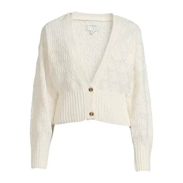 Juniors Button Front Cardigan Sweater with Long Drop Sleeves