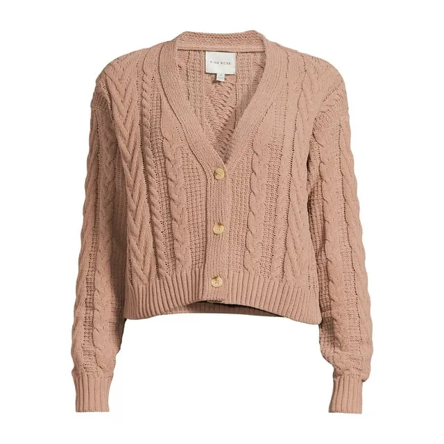Juniors Button Front Cardigan Sweater with Long Drop Sleeves