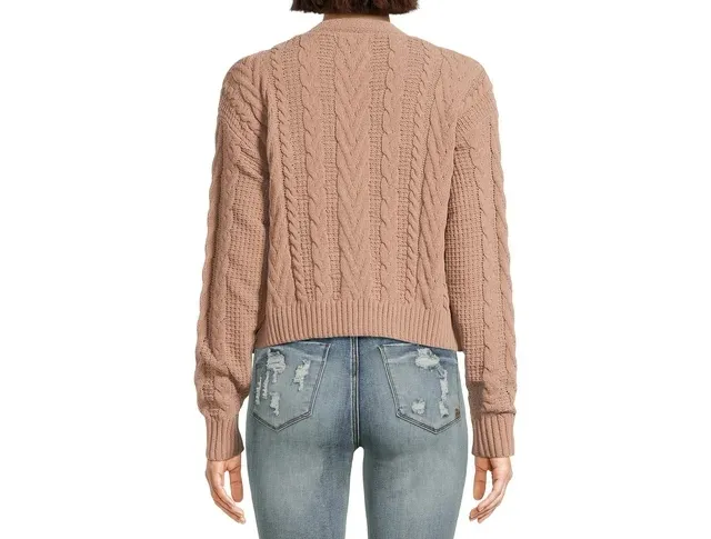 Juniors Button Front Cardigan Sweater with Long Drop Sleeves