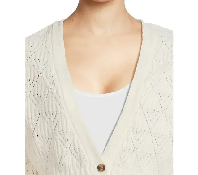 Juniors Button Front Cardigan Sweater with Long Drop Sleeves