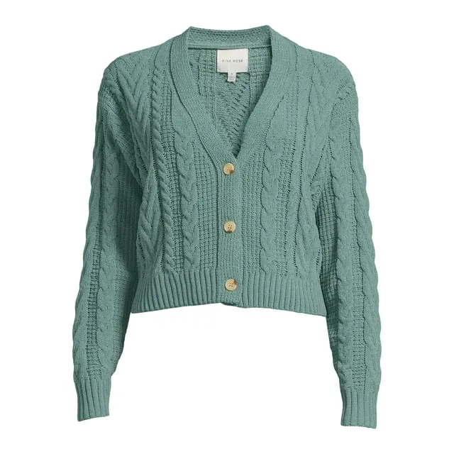 Juniors Button Front Cardigan Sweater with Long Drop Sleeves