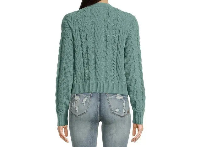 Juniors Button Front Cardigan Sweater with Long Drop Sleeves