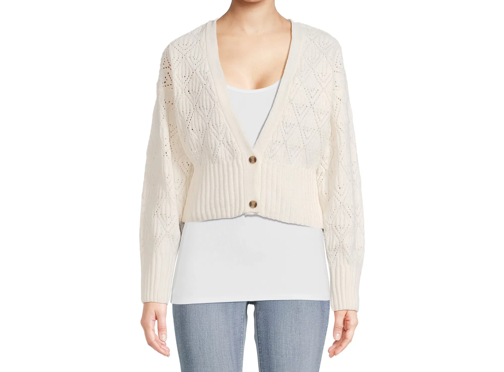 Juniors Button Front Cardigan Sweater with Long Drop Sleeves