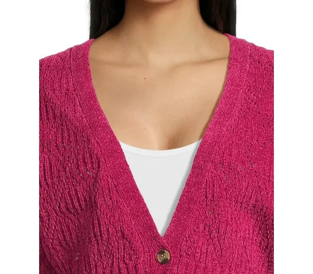 Juniors Button Front Cardigan Sweater with Long Drop Sleeves
