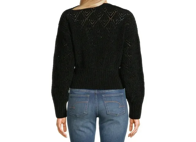 Juniors Button Front Cardigan Sweater with Long Drop Sleeves