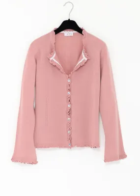 Kashmir cardigan med utsökt finish - Misty rose