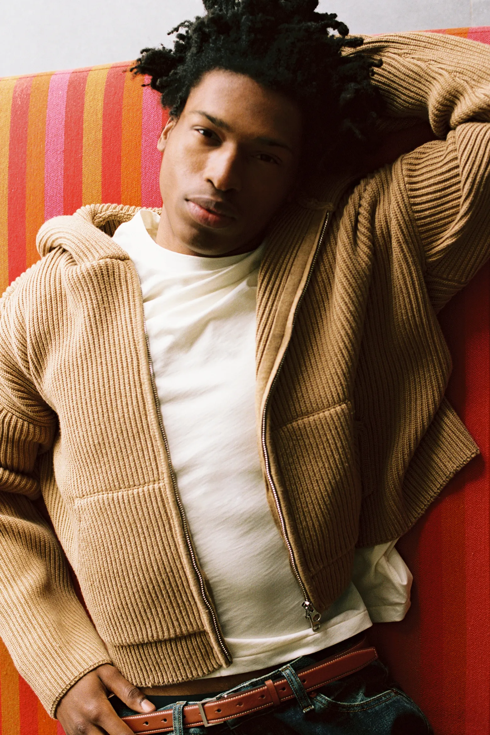 KNIT ZIP UP HOODIE